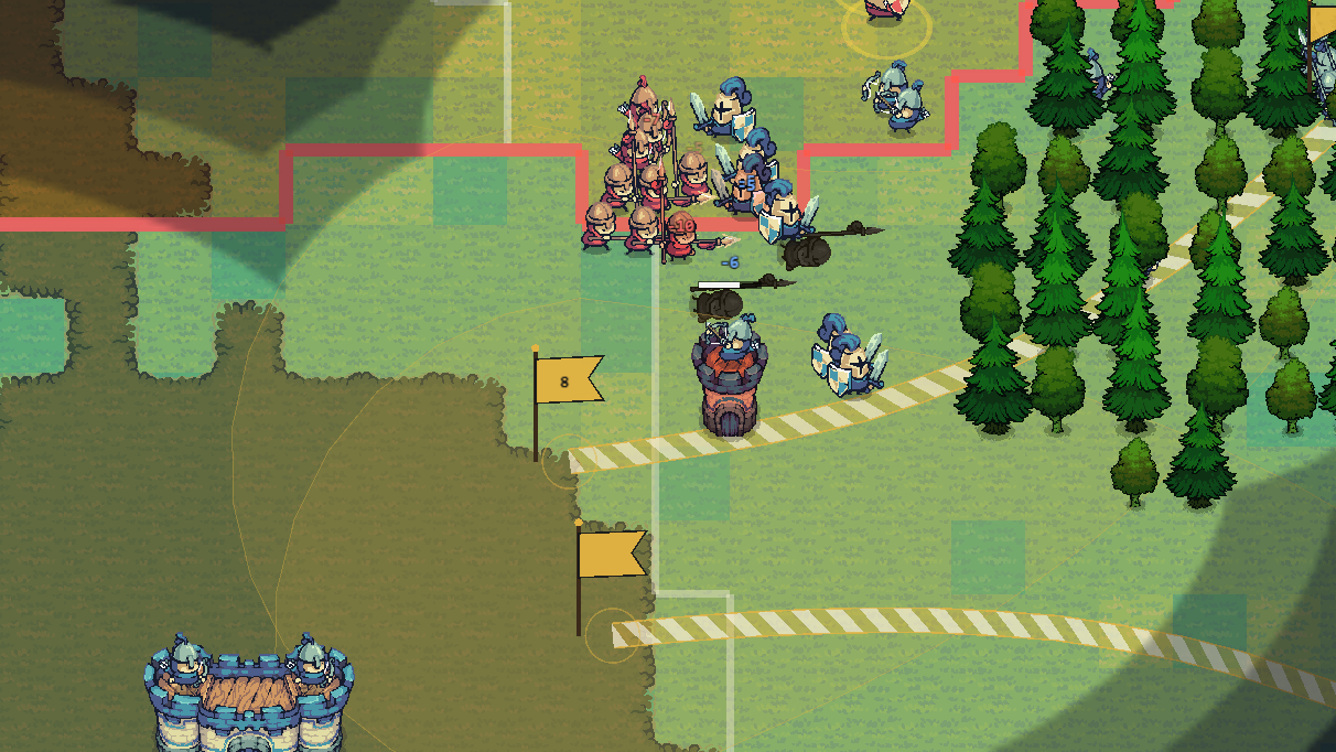 Two armies clashing at a river crossing